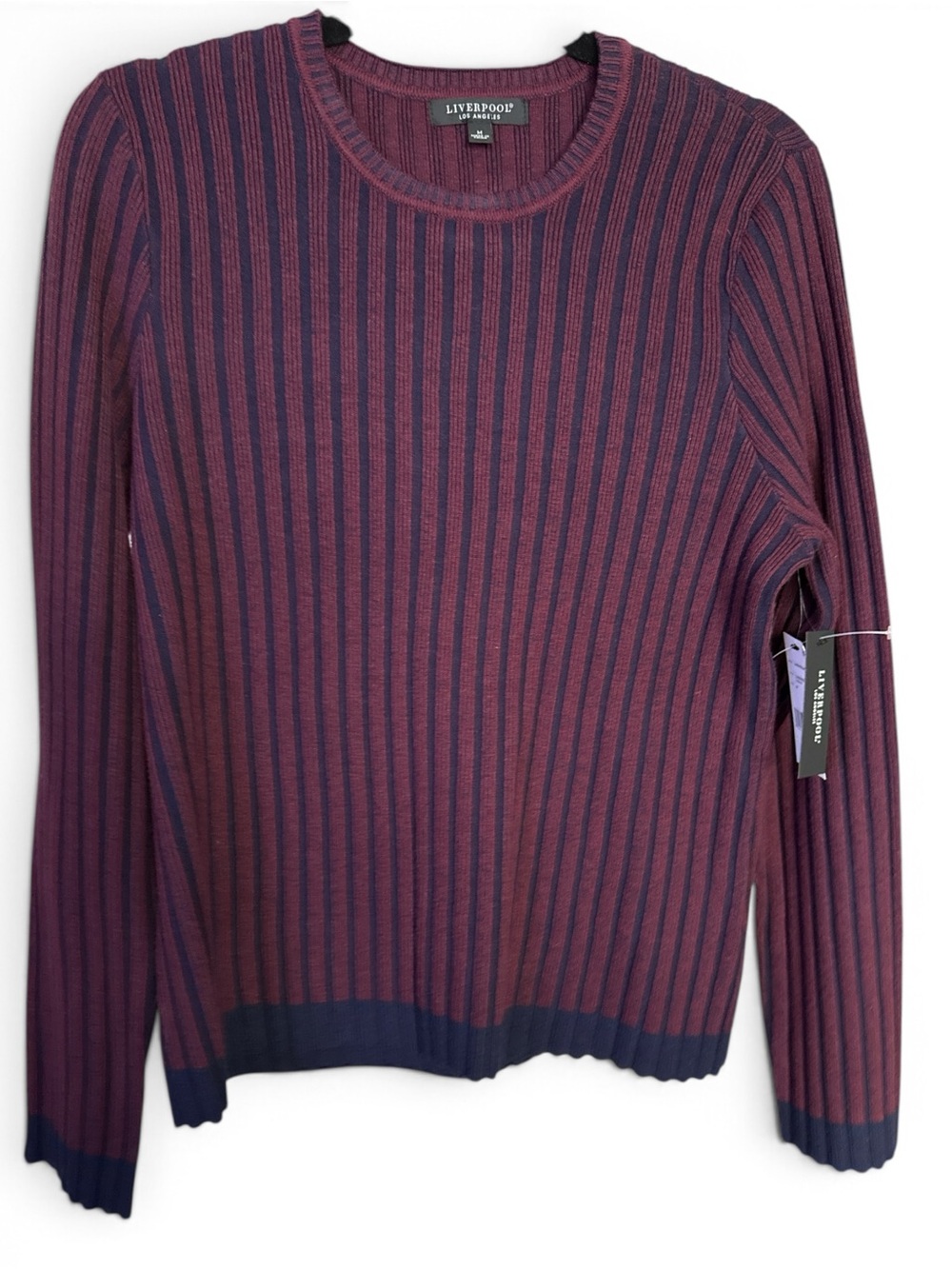 Liverpool Los Angeles Striped Ribbed Sweater Size M NWT